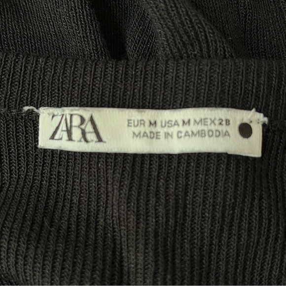 Zara Sleeveless Ribbed Cardigan Sweater Black Size Medium - Picture 6 of 7